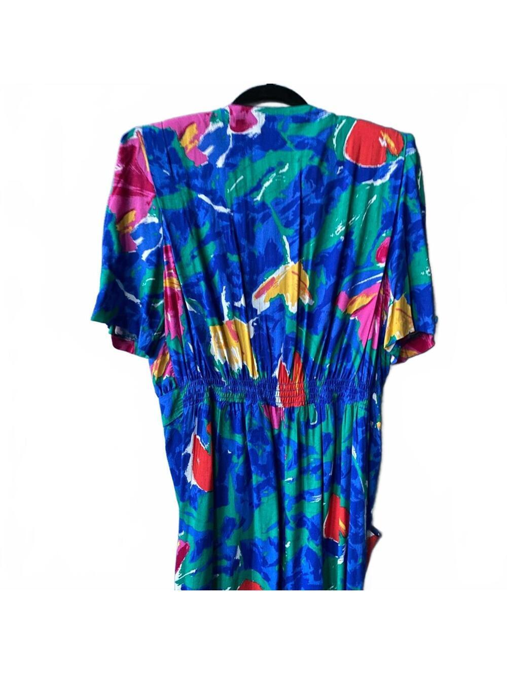 90s Vintage VLP Petites Floral Puff Sleeve Dress Size M-L - Picture 6 of 9
